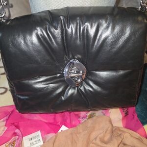 Rebecca Minkoff Black Quilted Shoulder Bag with Silver Hardware